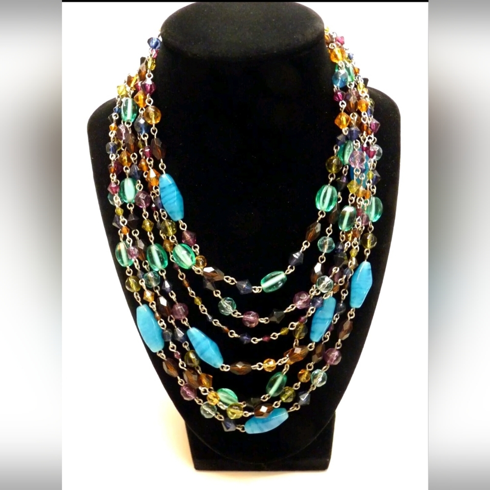 Lia Sophia Multicolor Multi Strand Beaded Necklace